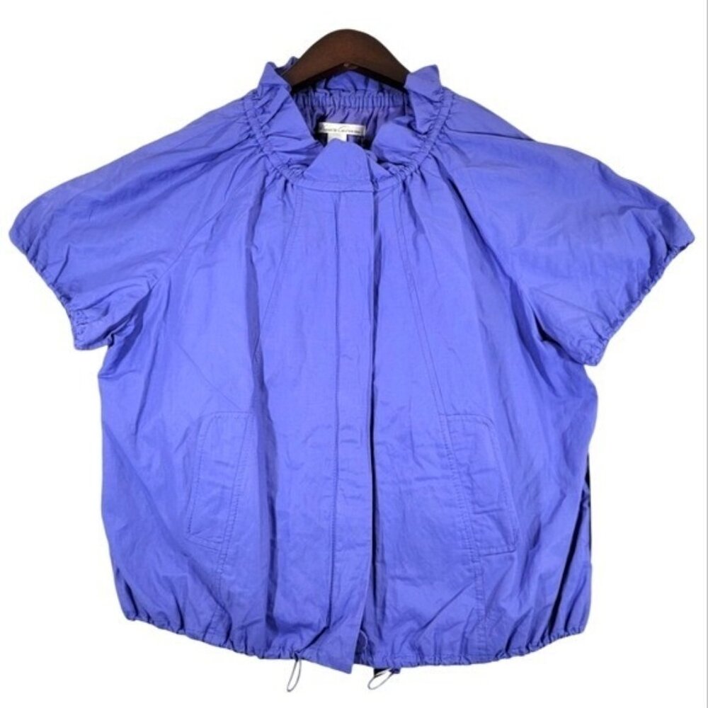 NWT Kenneth Cole Jacket Cotton Blend Soft Lilac Cinch Waist Zip Up Womens Sz M